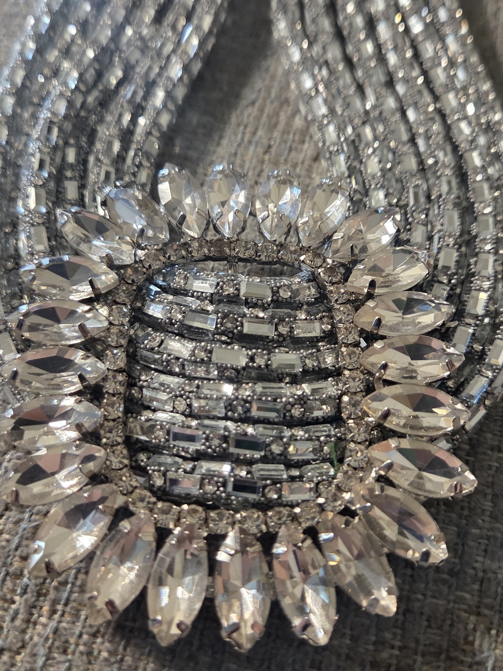 Silver Crystal Multi-Strand Statement Necklace by - Picture 3 of 6
